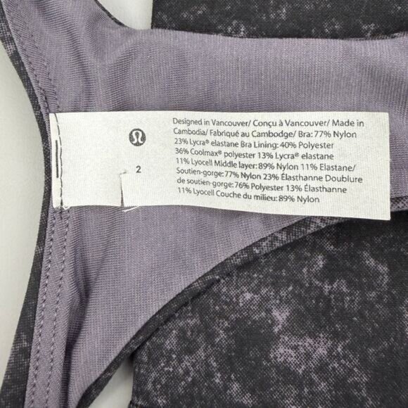 Lululemon Wunder Train Longline Bra In Denim Wash Print Dusky Lavender Black 2 - Picture 8 of 9